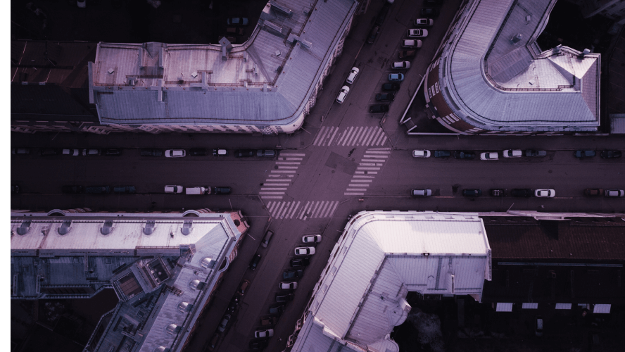 Aerial-of-two-city-streets-converging-Crocus-1